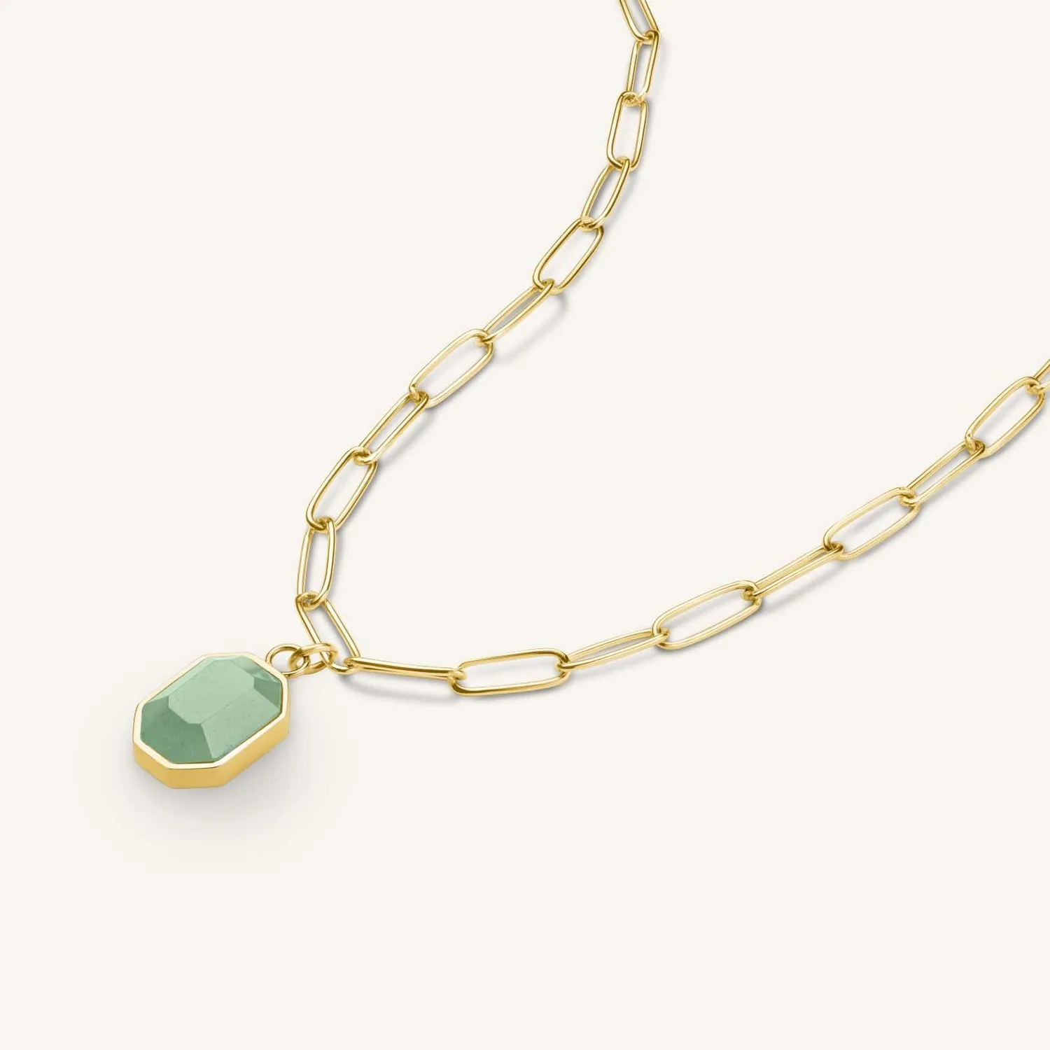 Rosefield Essentials Geometric Gemstone Necklace halskjede gull aventurin