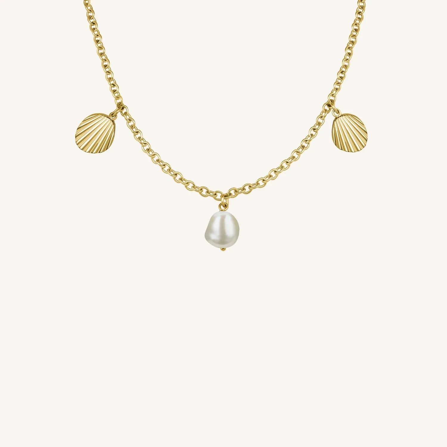 Rosefield Multi Shell and Pearl Necklace halskjede gullbelagt