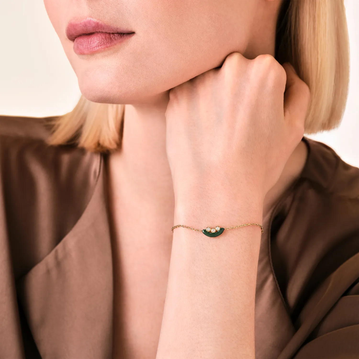 Rosefield Enamel Bracelet armbånd gull grønn justerbart
