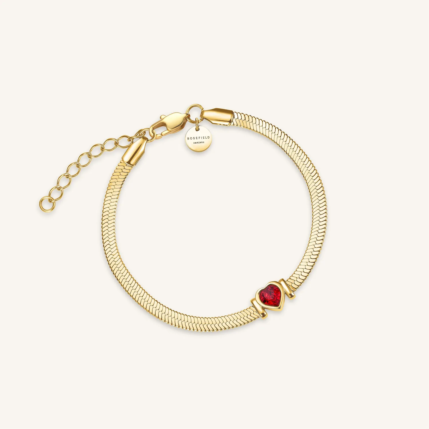 Rosefield Snake Heart Bracelet armbånd gull 16–19,5 cm