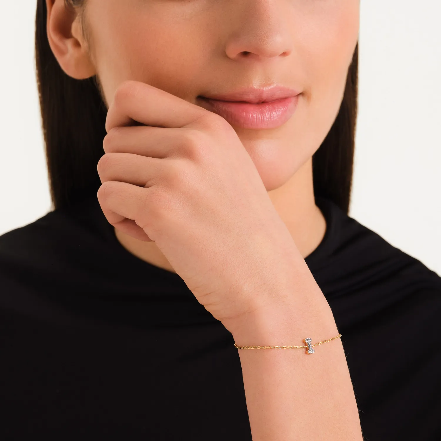 Rosefield Crystal Letter I armbånd gullbelagt stål justerbart