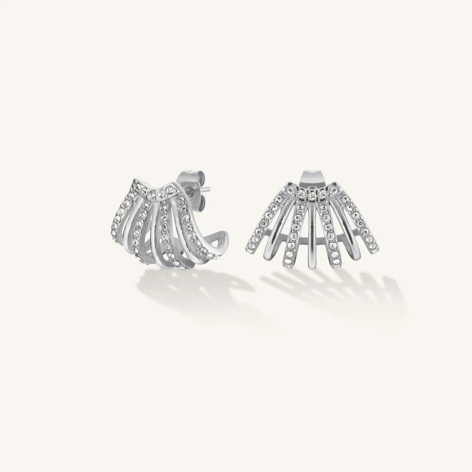 Rosefield Caged Crystal Earrings huggie-øreringer gull og sølv