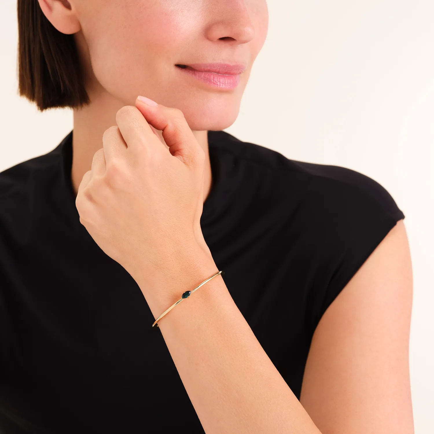 Rosefield Marquise Bangle armbånd blå gullbelagt stål
