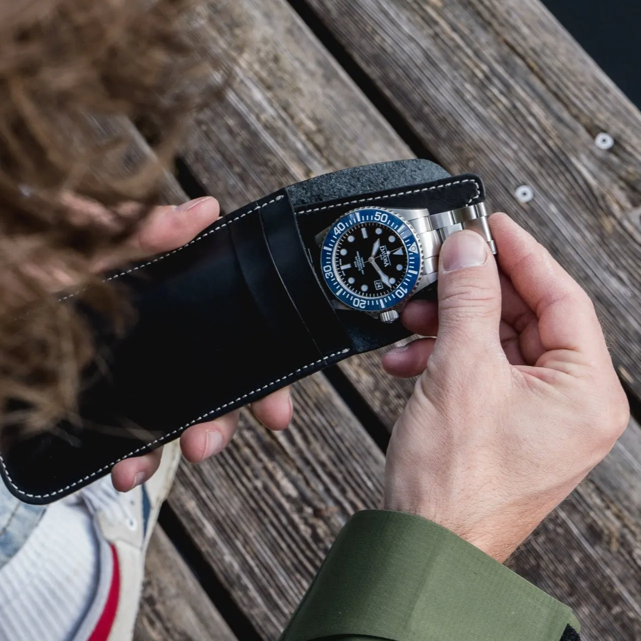 DAVOSA Travel pouch klokkeetui 1 klokke italiensk kuskinn