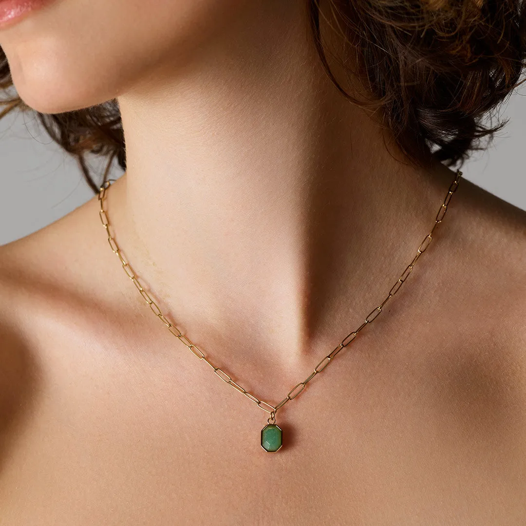 Rosefield Essentials Geometric Gemstone Necklace halskjede gull aventurin