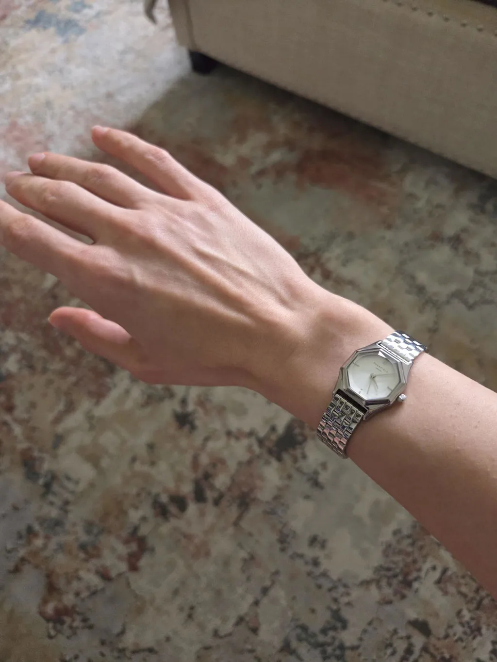 Rosefield Gemme Silver klokke åttekantet sølv 12 mm lenke