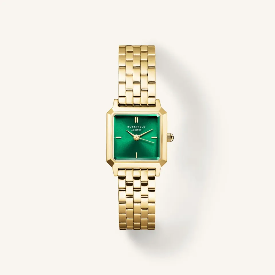 Rosefield Boxelle Boxelle Emerald klokke gull 19,5 mm grønn