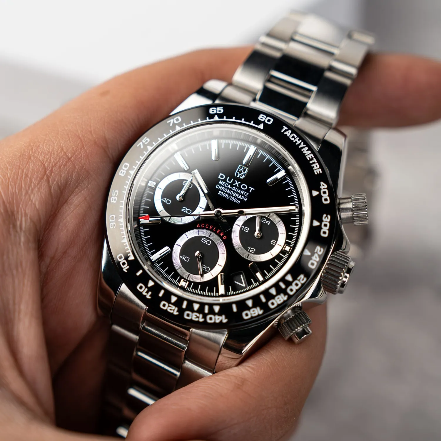 Duxot Accelero Chronograph kronograf Pitch Black 40 mm