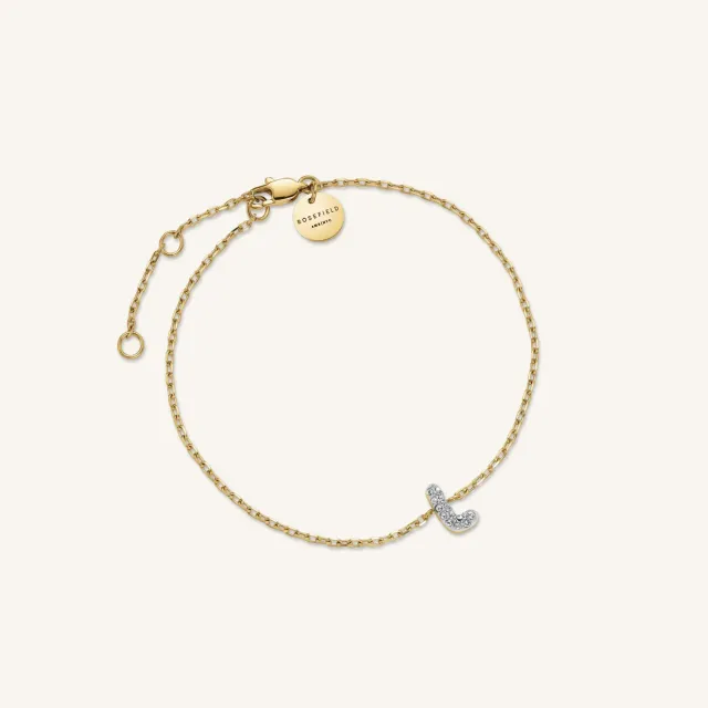 Rosefield Crystals Crystal Letter L armbånd gullfarget