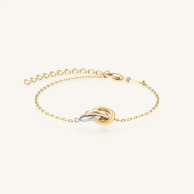 Rosefield 3 Rings Bracelet armbånd gull, sølv og roségull