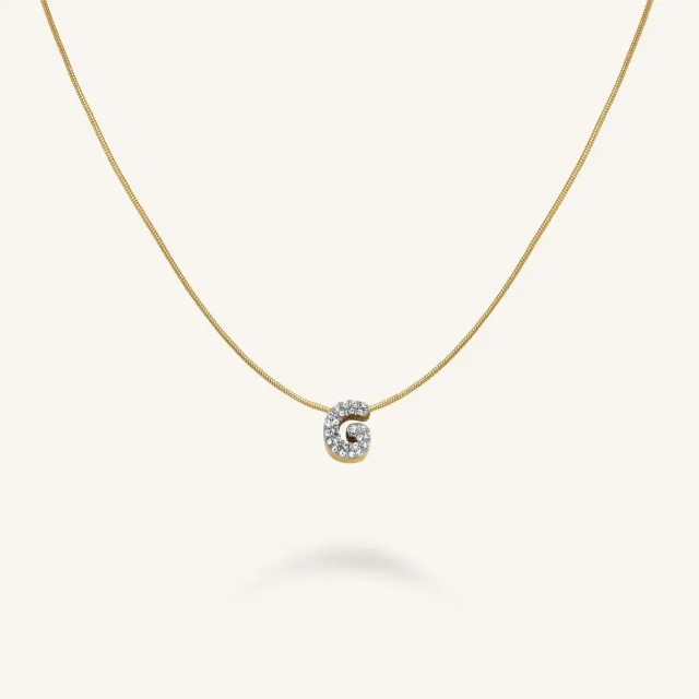 Rosefield Crystal Letter G halskjede gull med bokstavanheng