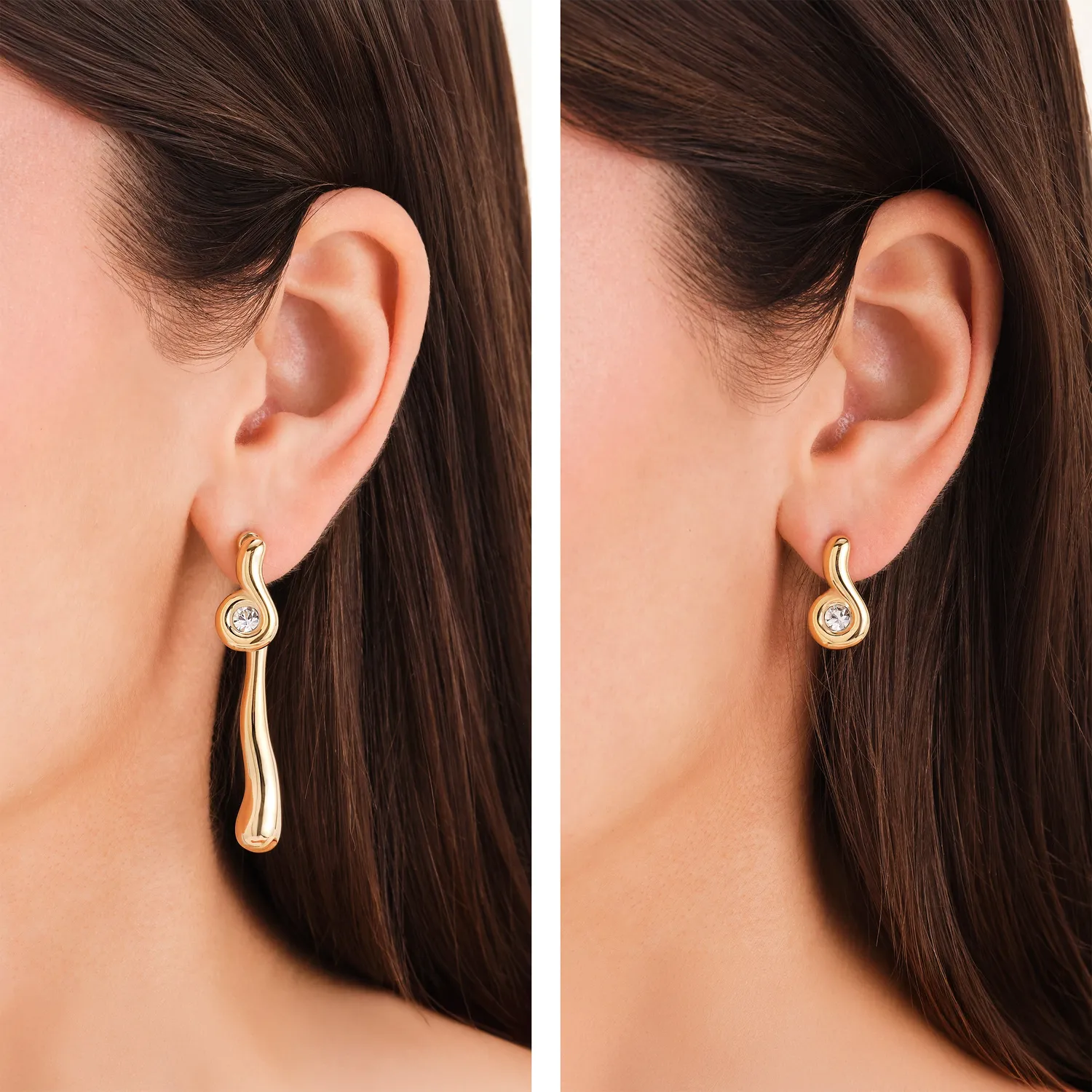 Rosefield Wave Convertible Studs øredobber gull 2-i-1