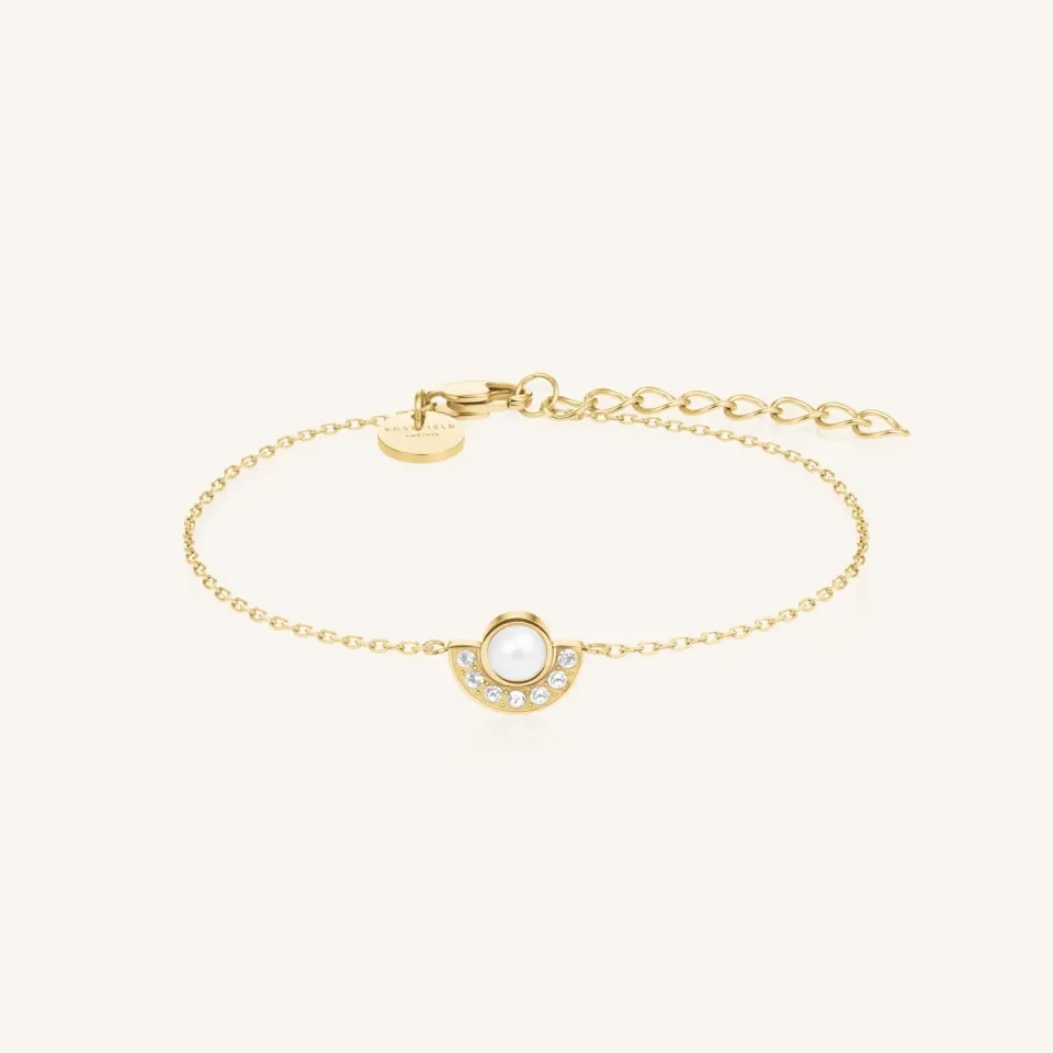 Rosefield Pearl Halo armbånd gull justerbart