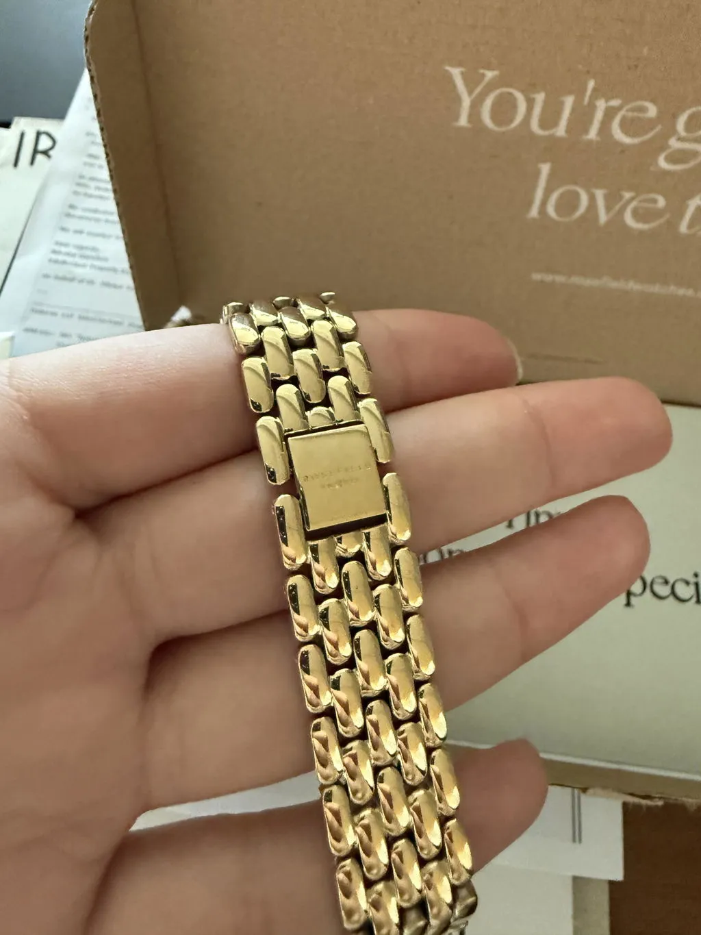 Rosefield Gold Strap klokkerem 16 mm gullfarget stål