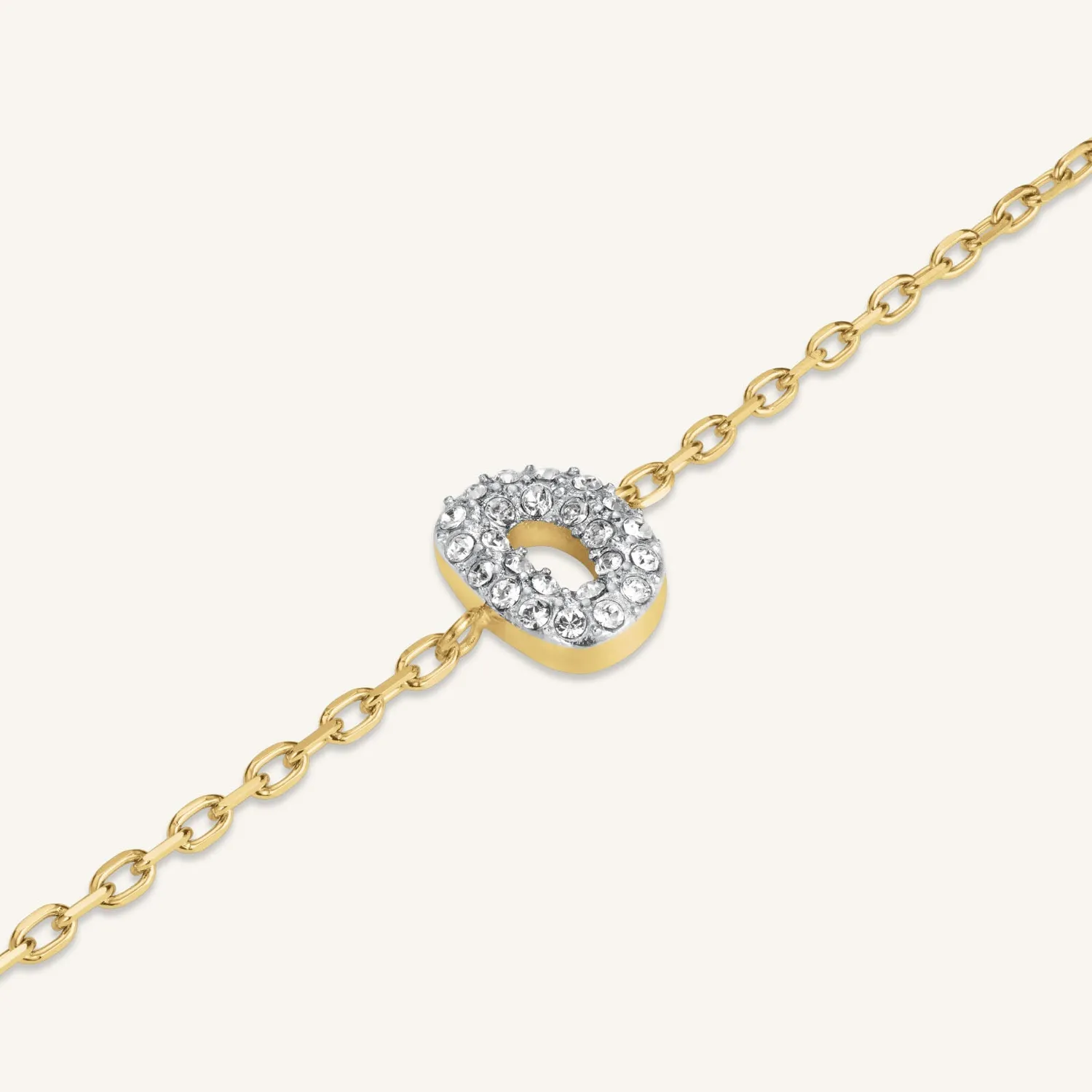 Rosefield Crystal Letter D armbånd gull justerbart