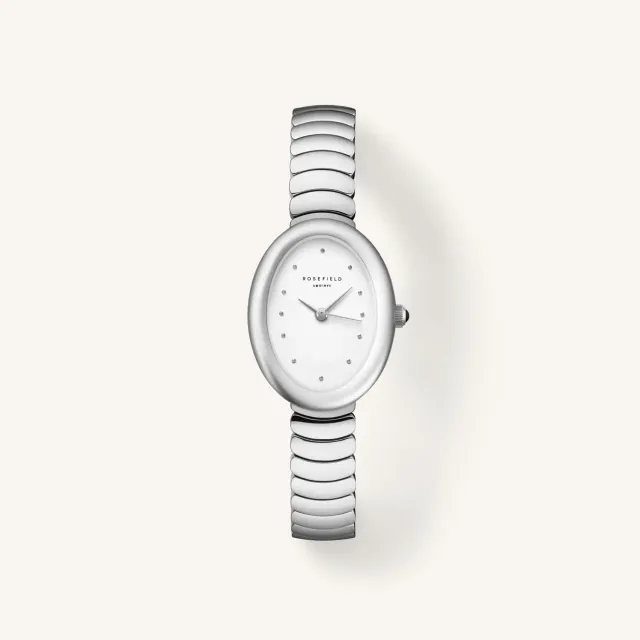 Rosefield Ovale White Silver klokke sølv uten gravering