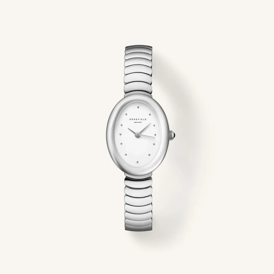 Rosefield Ovale White Silver klokke sølv uten gravering
