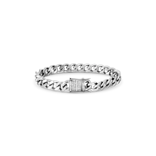 Duxot Accelero Silver armbånd cubansk lenke med zirkonia