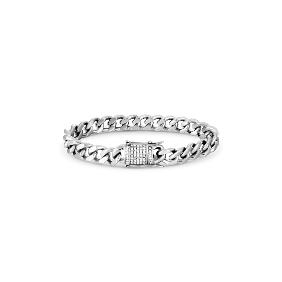 Duxot Accelero Silver armbånd cubansk lenke med zirkonia