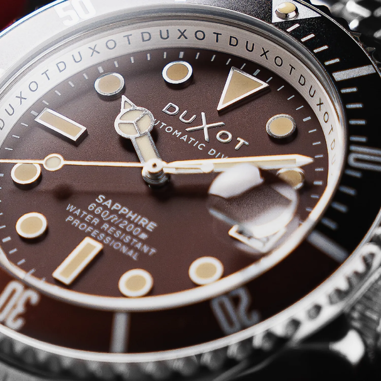 Duxot Atlantica Diver Automatic dykkerklokke brun 20 ATM