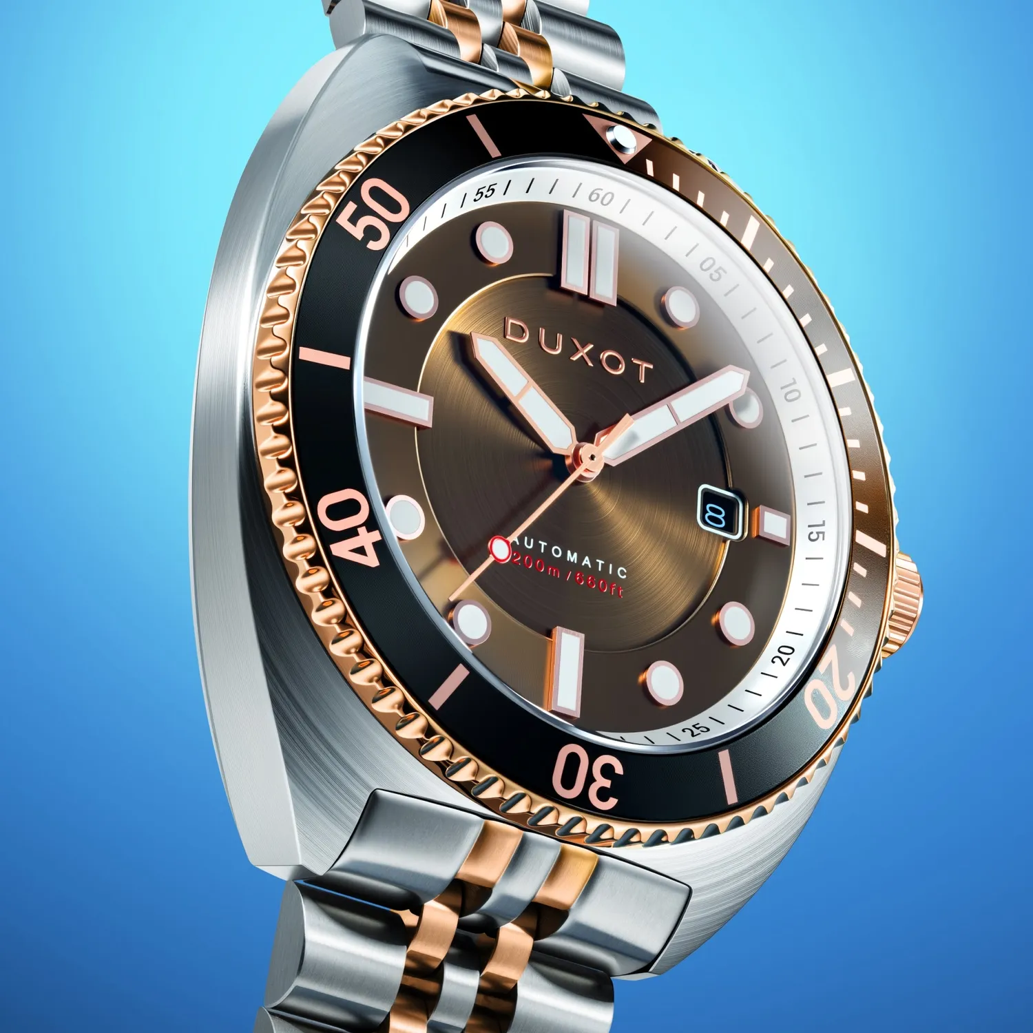 Duxot Tortuga automatisk dykkerklokke Brown 200 m
