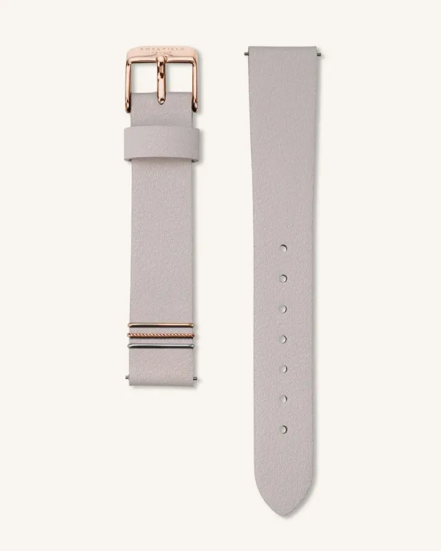 Rosefield Cool Grey reim 33 mm grå skinn, roségullspenne
