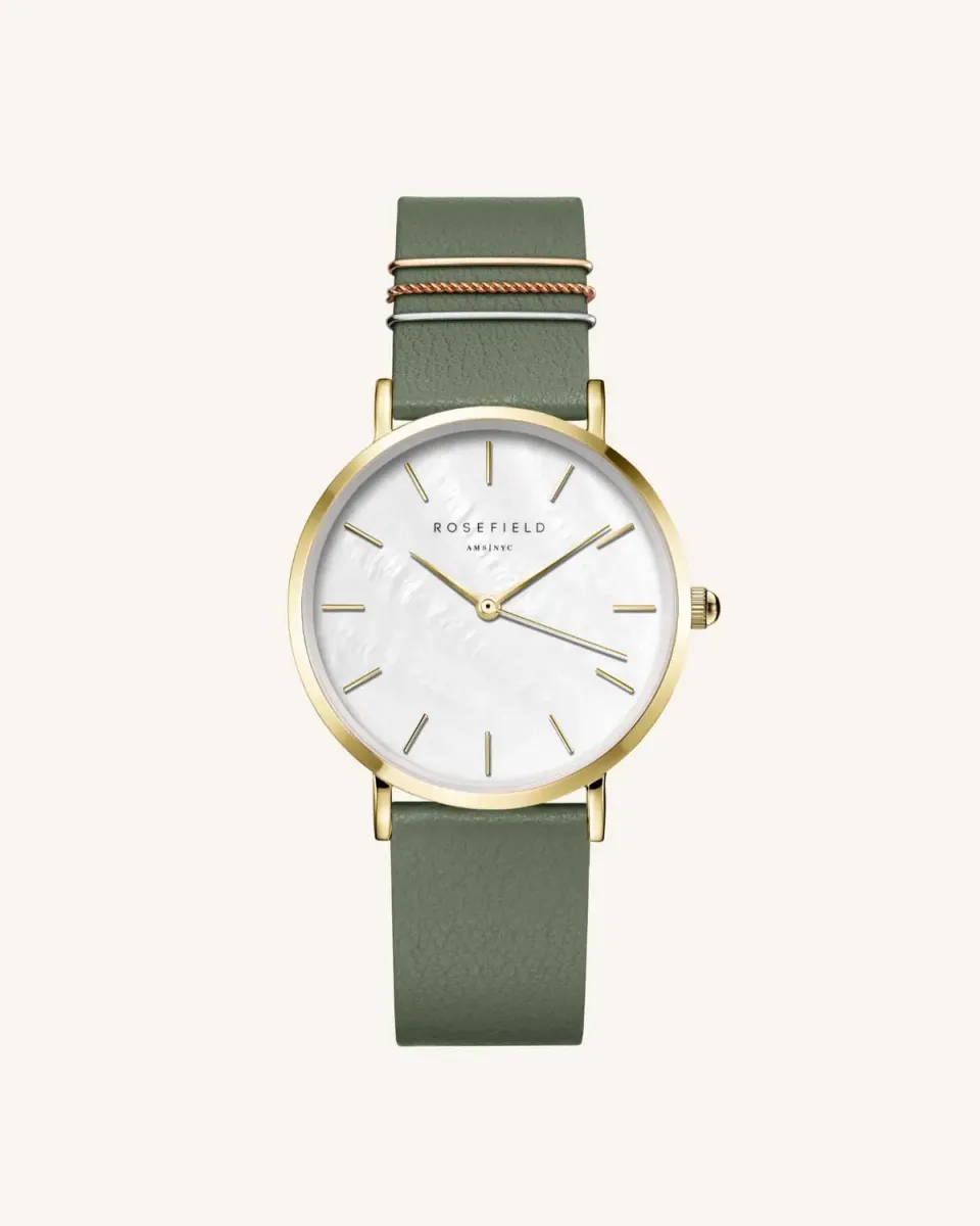 Rosefield West Village Olive Green klokke 33 mm olivengrønn