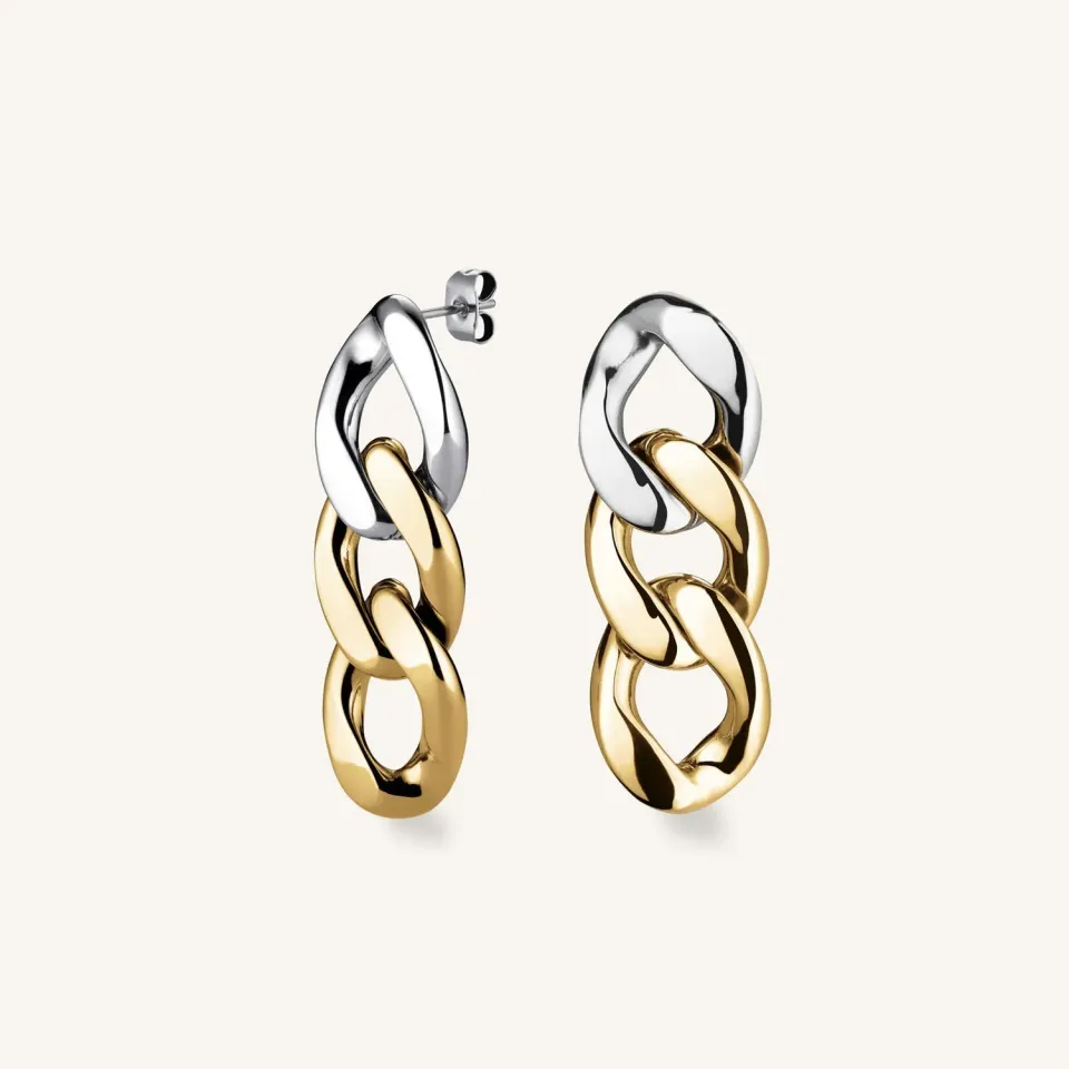 Rosefield Essentials Duotone Chain Earrings kjedeøredobber gull og sølv