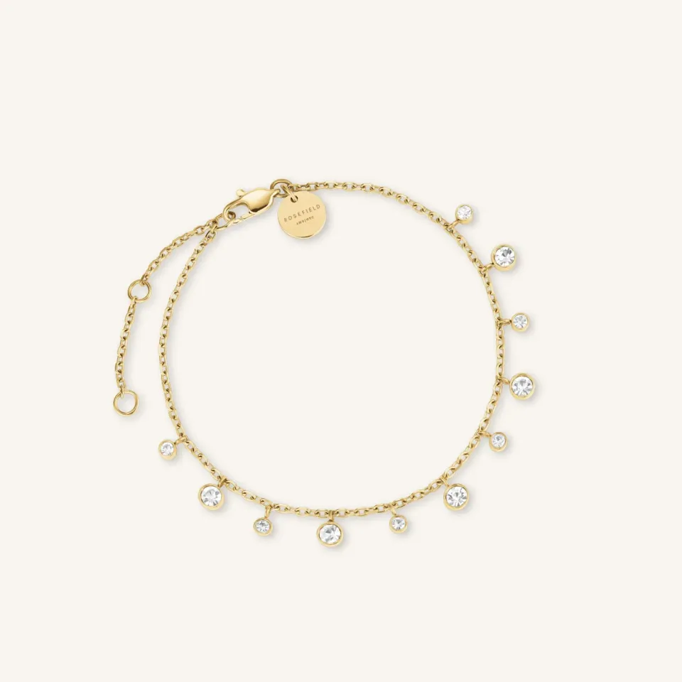 Rosefield Multi-Crystal Bracelet armbånd 16–19,5 cm gull