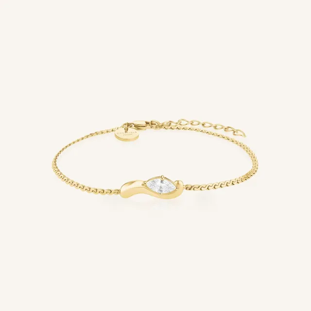 Rosefield Essentials Marquise Wave Bracelet armbånd gull sølv