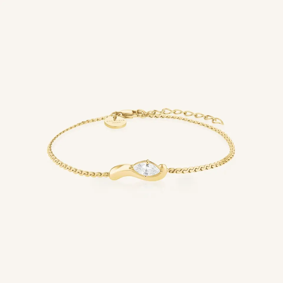 Rosefield Essentials Marquise Wave Bracelet armbånd gull sølv