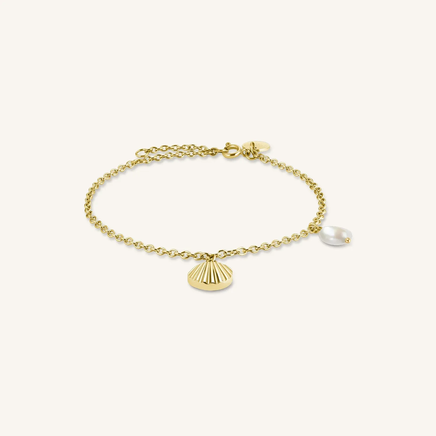 Rosefield Shell and pearl bracelet armbånd gull/sølv med perle og skall