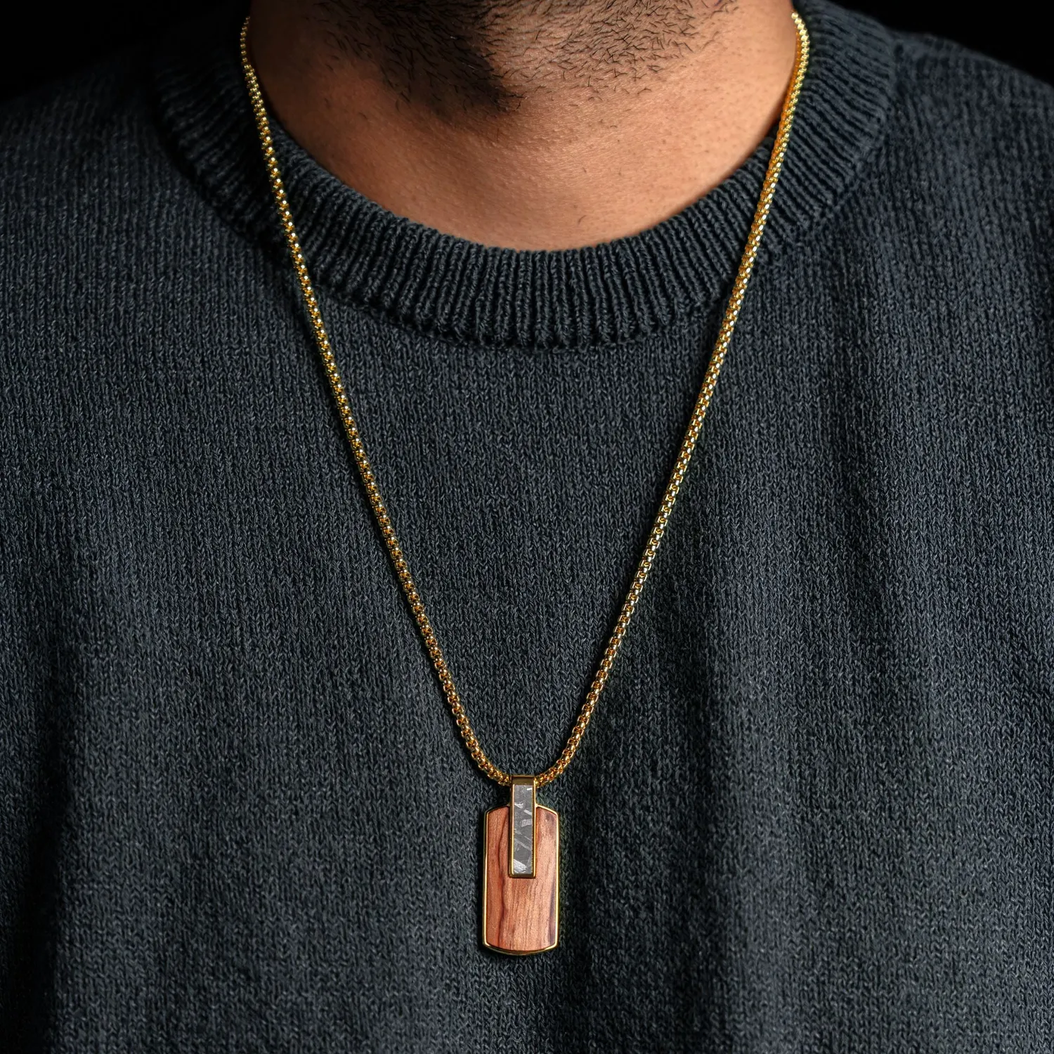 Duxot Atlantica Dog Tag anheng Wood Meteorite meteorittinnlegg