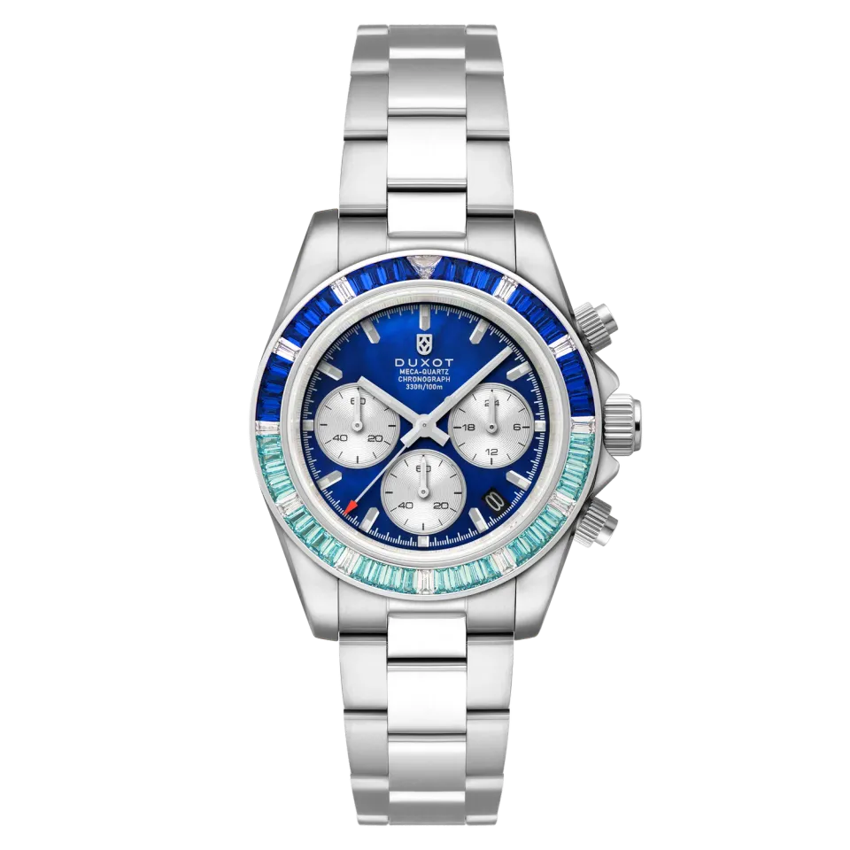 Duxot Accelero Rainbow Chronograph klokke Pearl Blue 40 mm