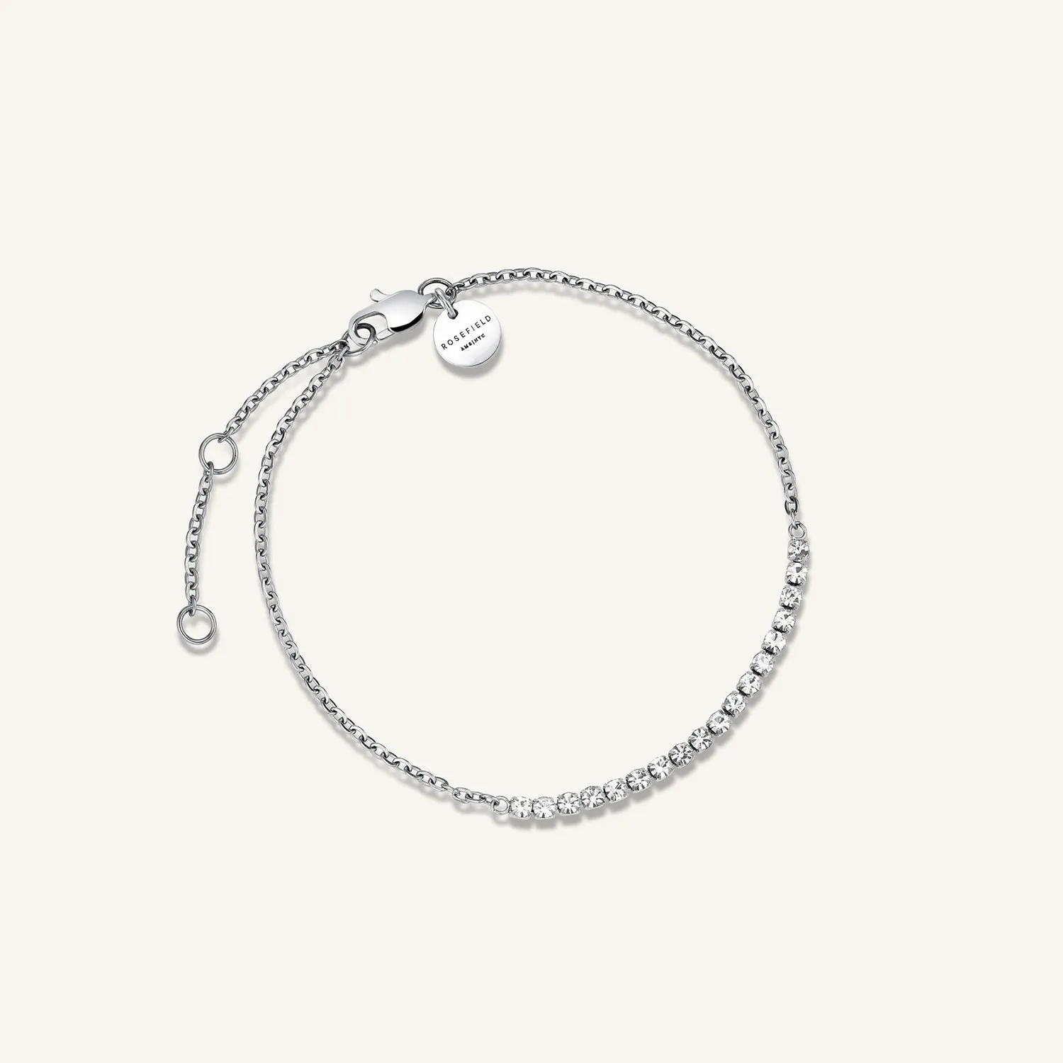 Rosefield Tennis Bracelet armbånd gull 16,5–19,5 cm krystaller
