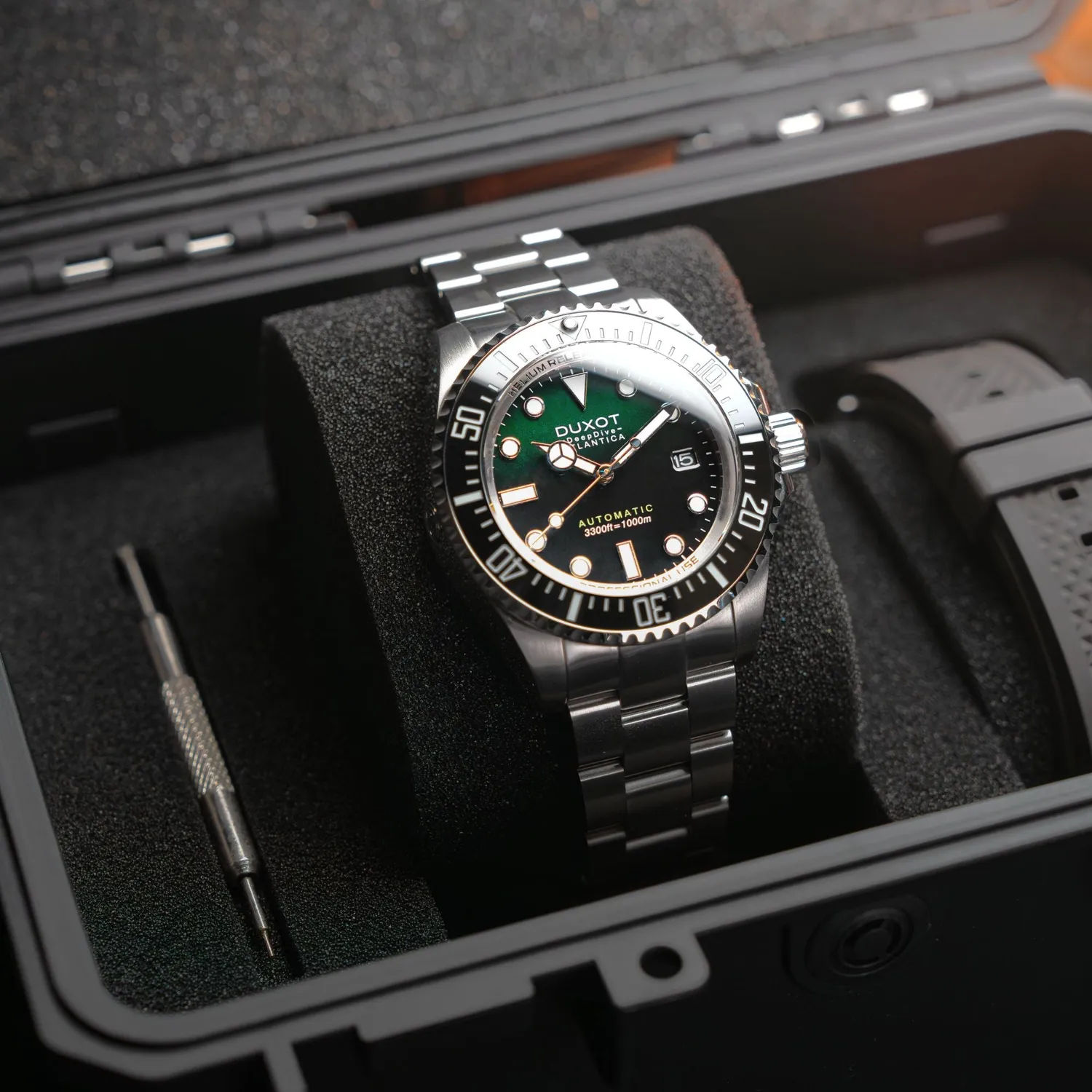 Duxot Atlantica Deep Dive Automatic dykkerklokke grønn 100 ATM