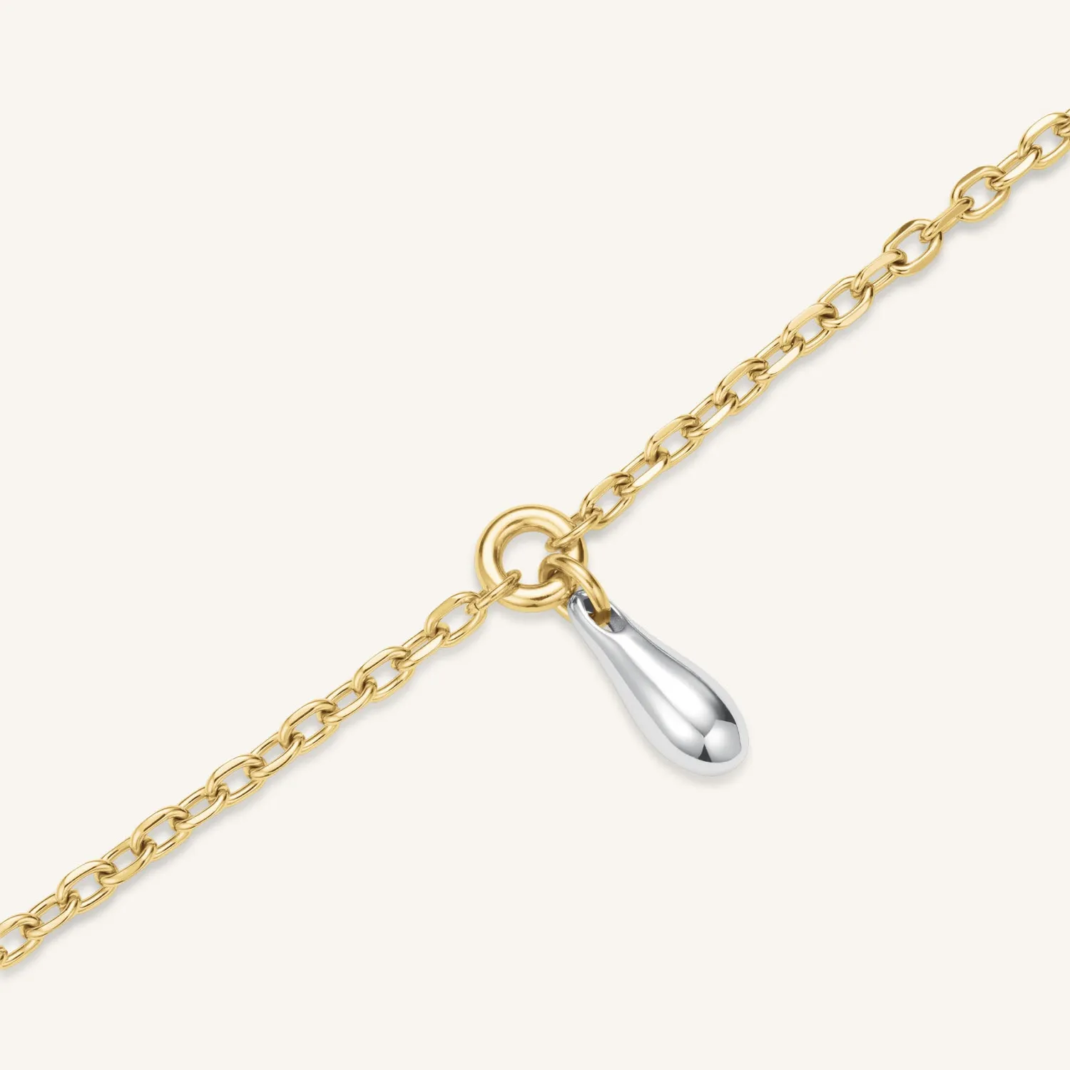 Rosefield Duotone Drop Necklace halskjede gull og sølv 48–52 cm