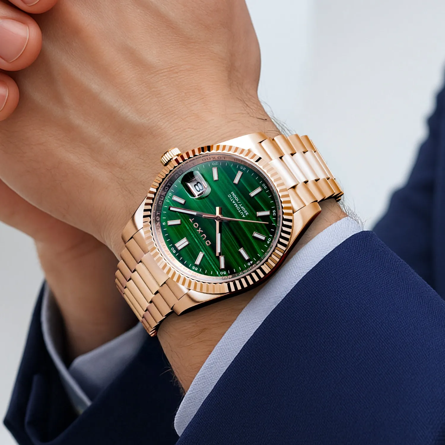 Duxot Marcel Green Malachite klokke malakitt