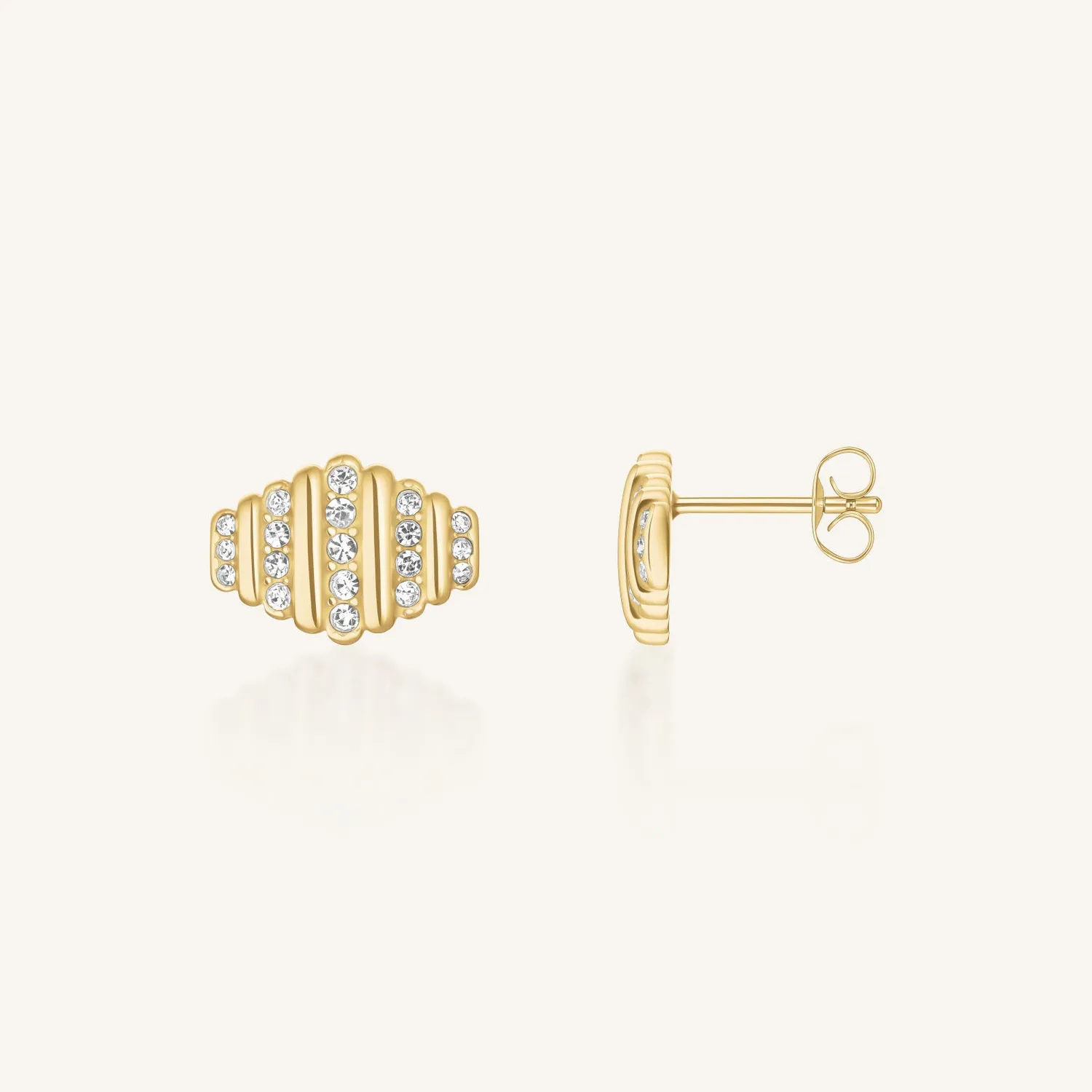 Rosefield Striped Studs ørestikker gullbelagt stål