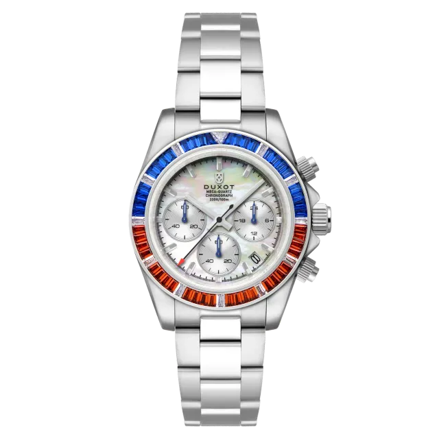 Duxot Accelero Rainbow Chronograph klokke Pearl White 40 mm