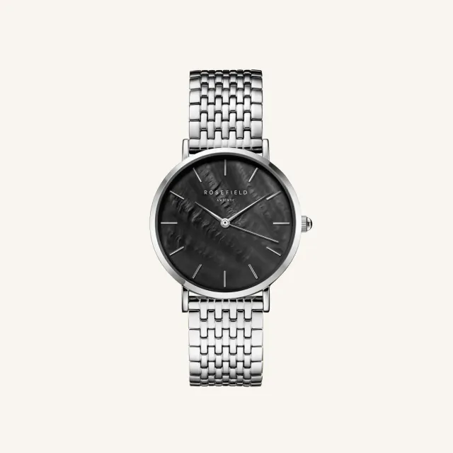 Rosefield Upper East Side Black Silver klokke 33 mm