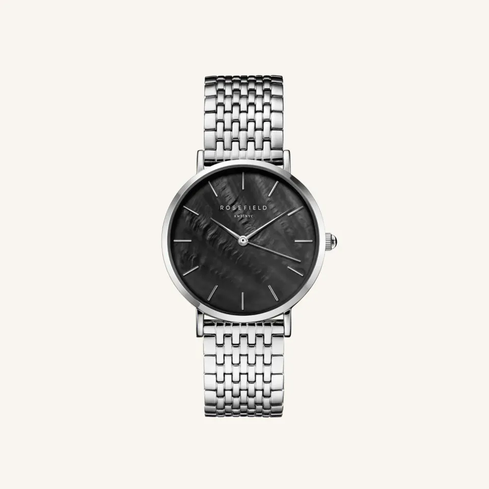 Rosefield Upper East Side Black Silver klokke 33 mm