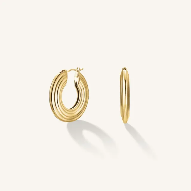 Rosefield Flat Striped Hoops øredobber gull og sølv