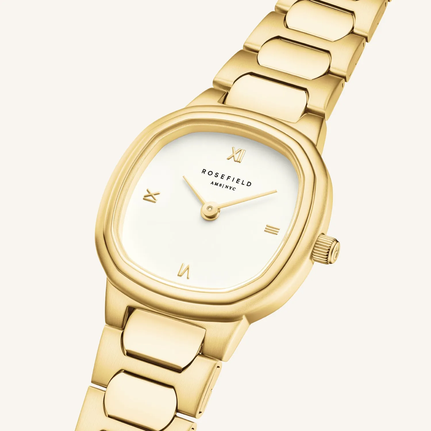 Rosefield Gaia XS Gold klokke gull kremfarget urskive