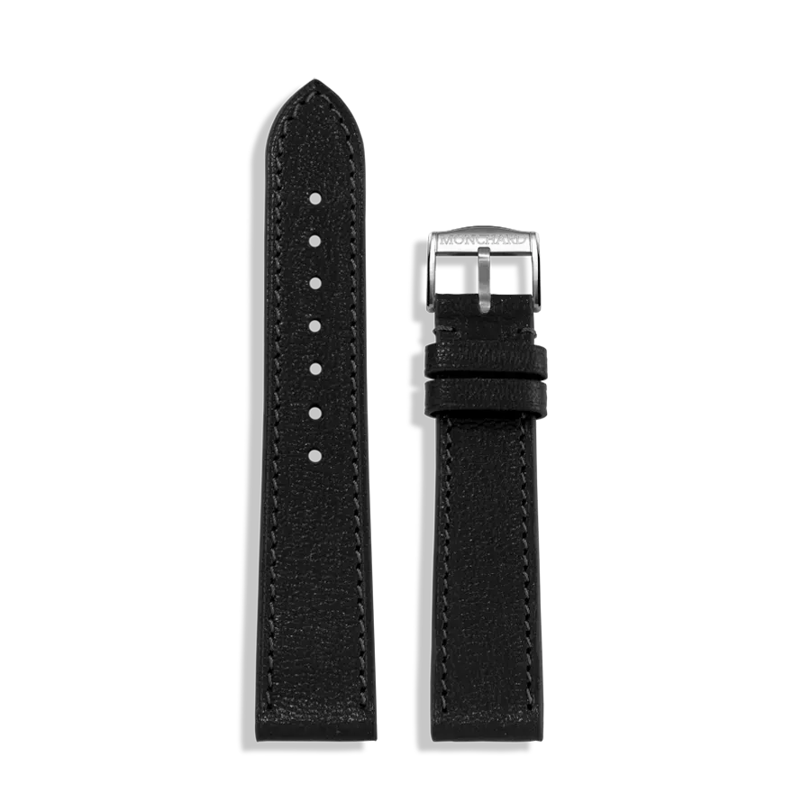 MonChard Goat Black klokkerem 18 mm svart kalveskinn