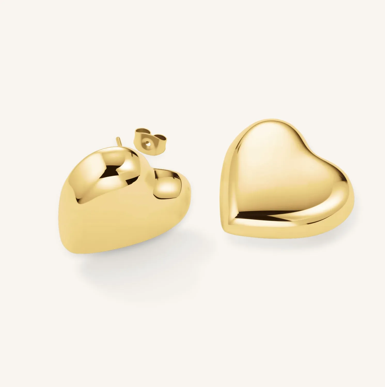 Rosefield Puffy Heart Studs øredobber gull