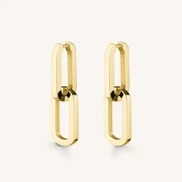 Rosefield Dual Hoops øredobber gull 3 cm