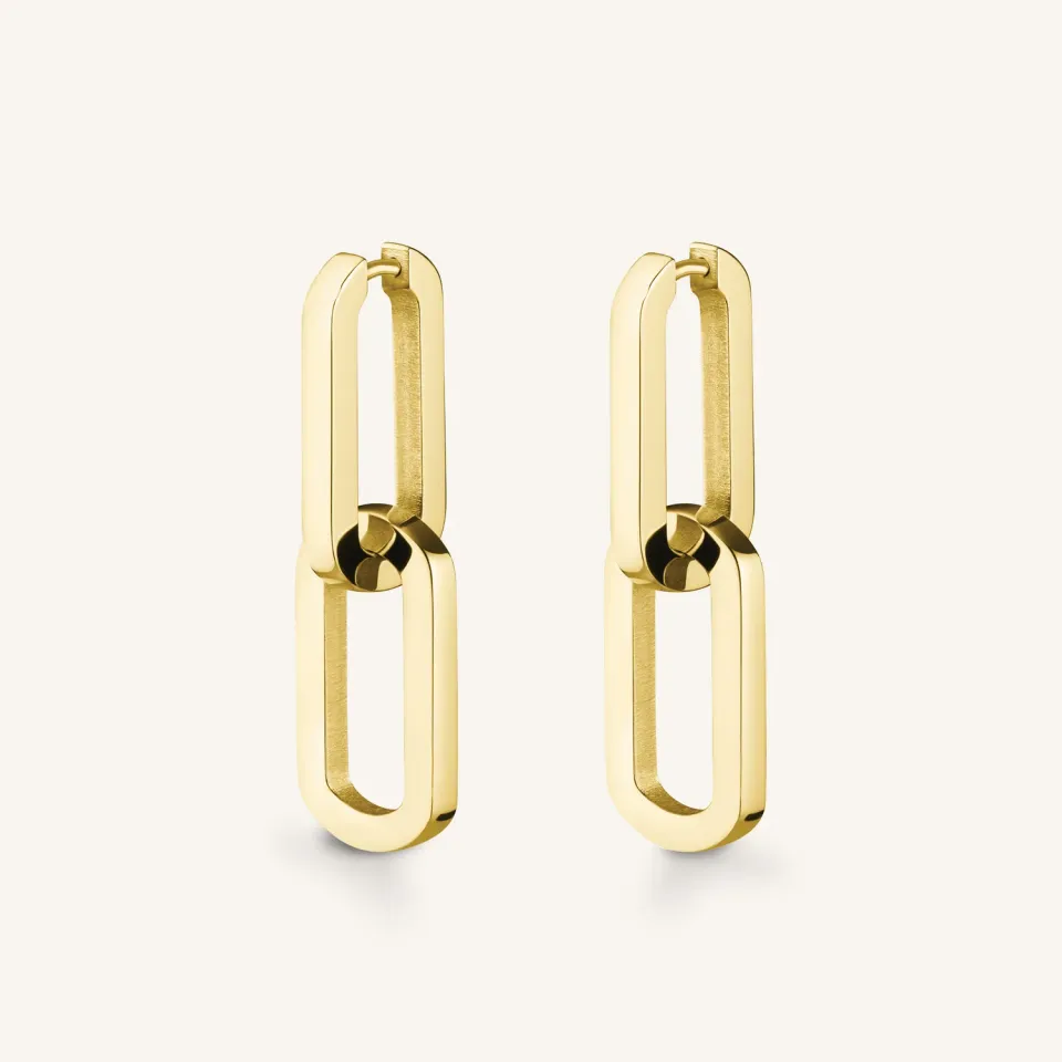 Rosefield Dual Hoops øredobber gull 3 cm