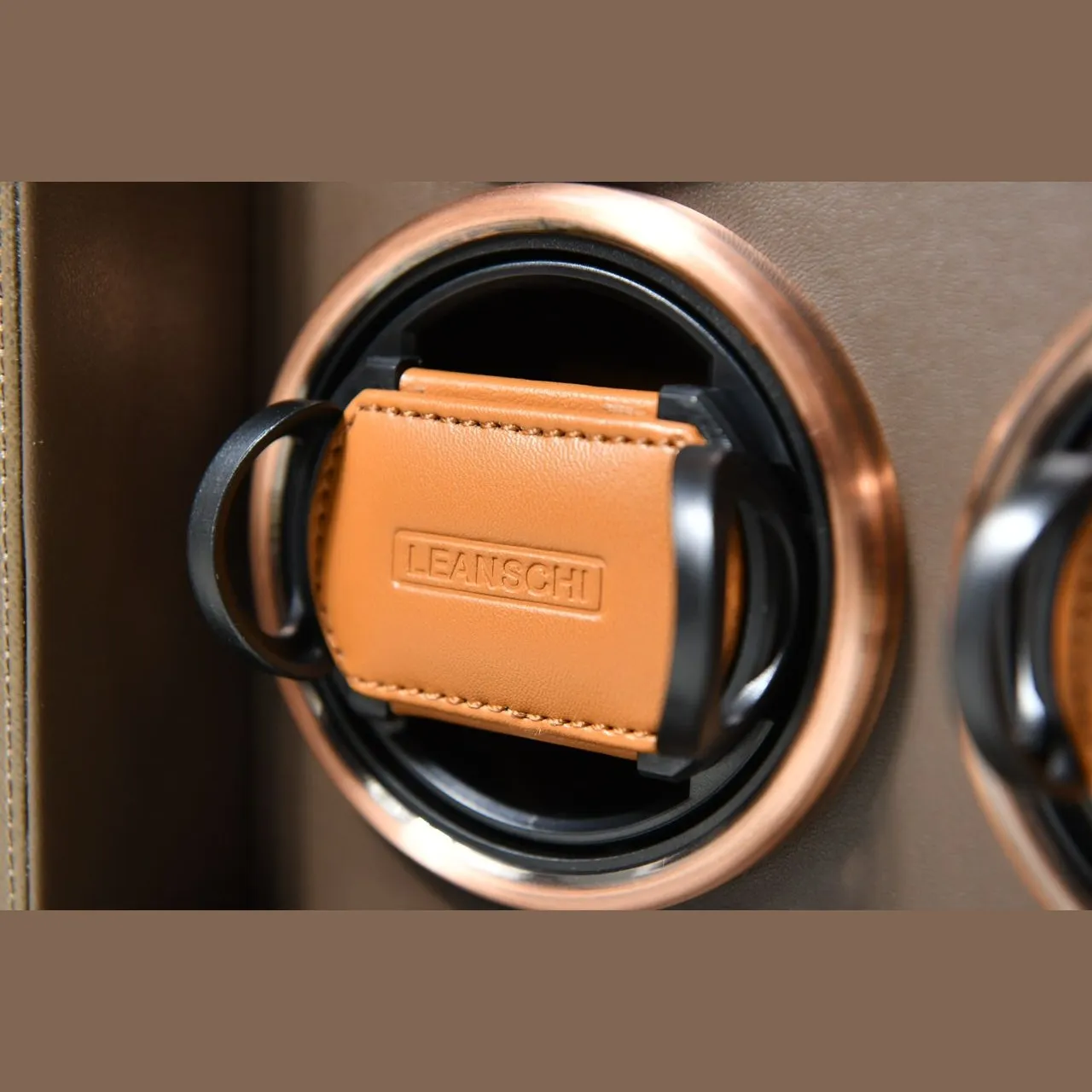 Leanschi WM04 watch winder for 4 klokker brun saffiano