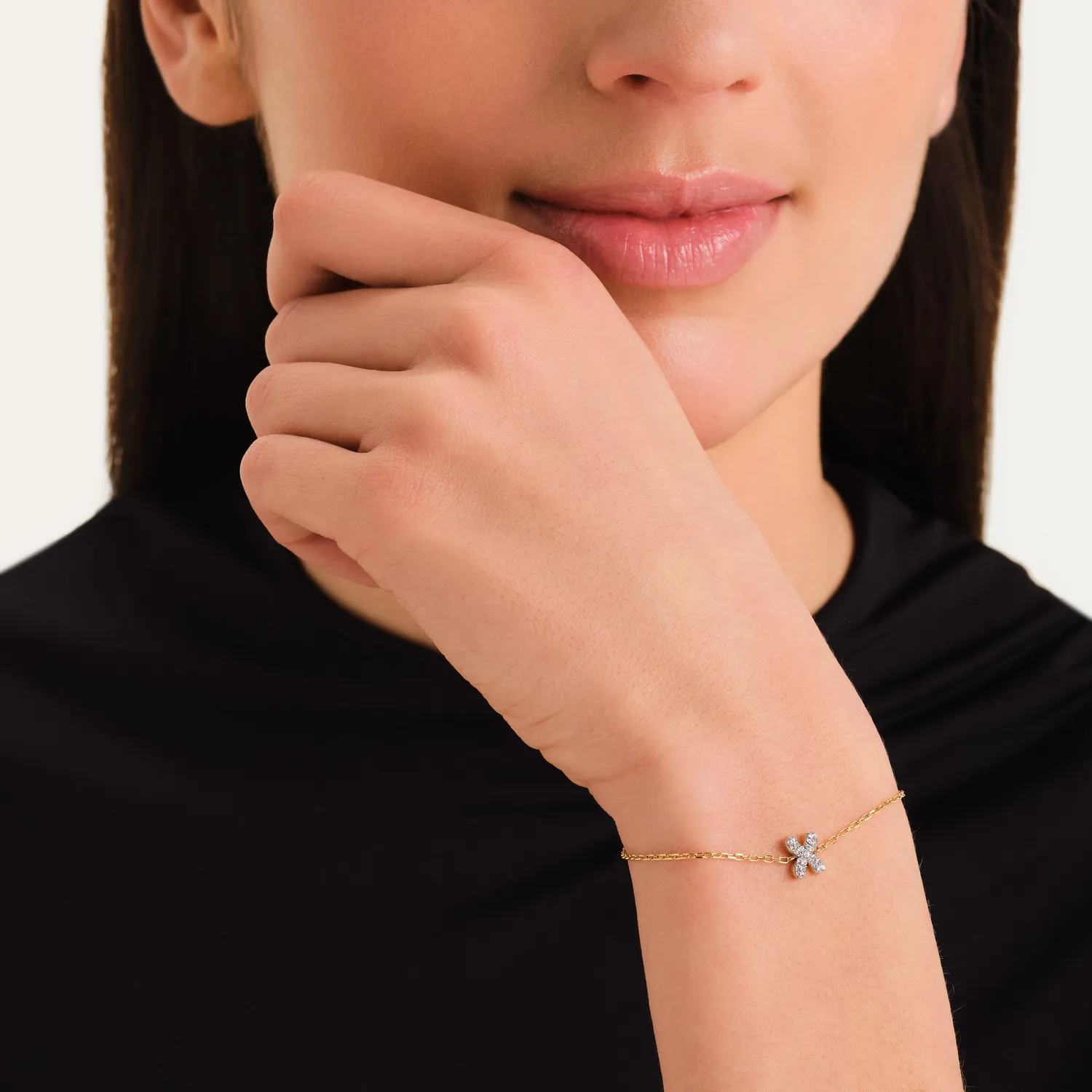 Rosefield Crystal Letter X armbånd gull justerbart
